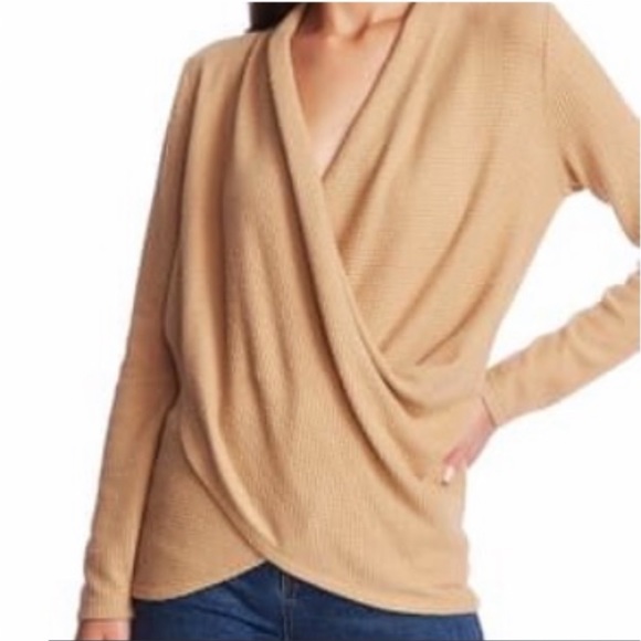 1.State Waffle Knit Cross Front Top In Wild Oak Size Small New With Tag - Picture 1 of 13